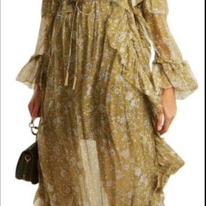 Zimmermann
Women's Green Rife Ruffle-trim Floral-print Silk Dress